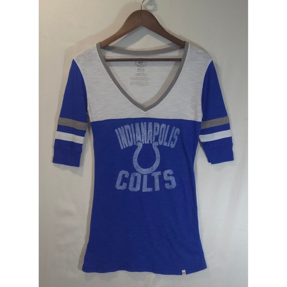 47 Brand Tops - 47 Brand Indianapolis Colts Womens V-Neck T-Shirt Blue White Medium NFL Football